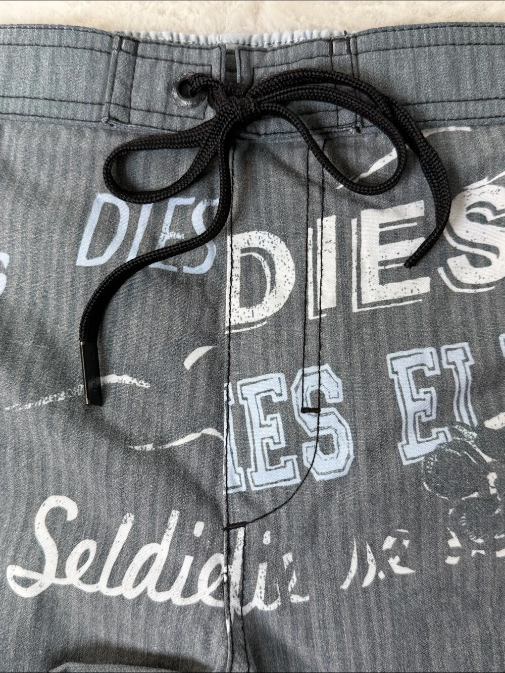 Diesel Beachwear Swim Trunks M Y2K Short Shorts Spellout Logo Euro Summer 2.5”